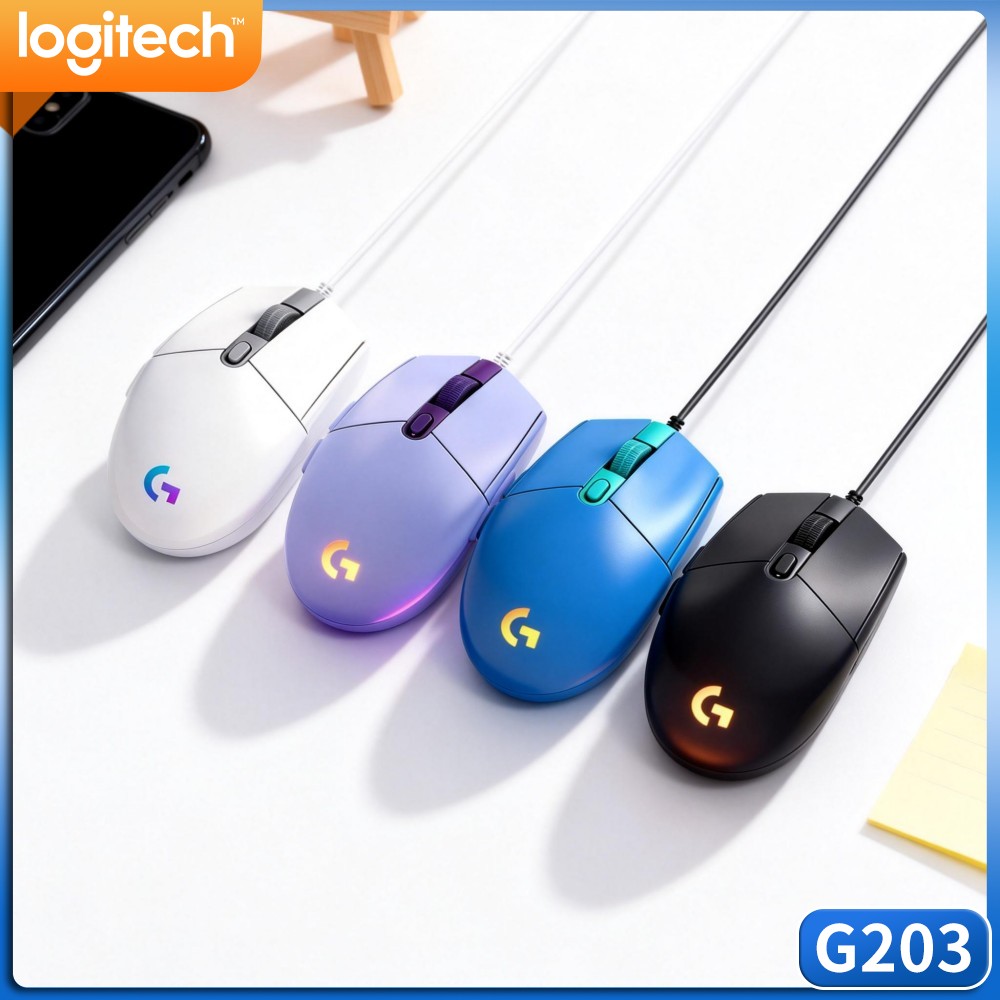 Logitech Mouse G203 - فأرة ألعاب سلكية Logitech G203 LIGHTSYNC،